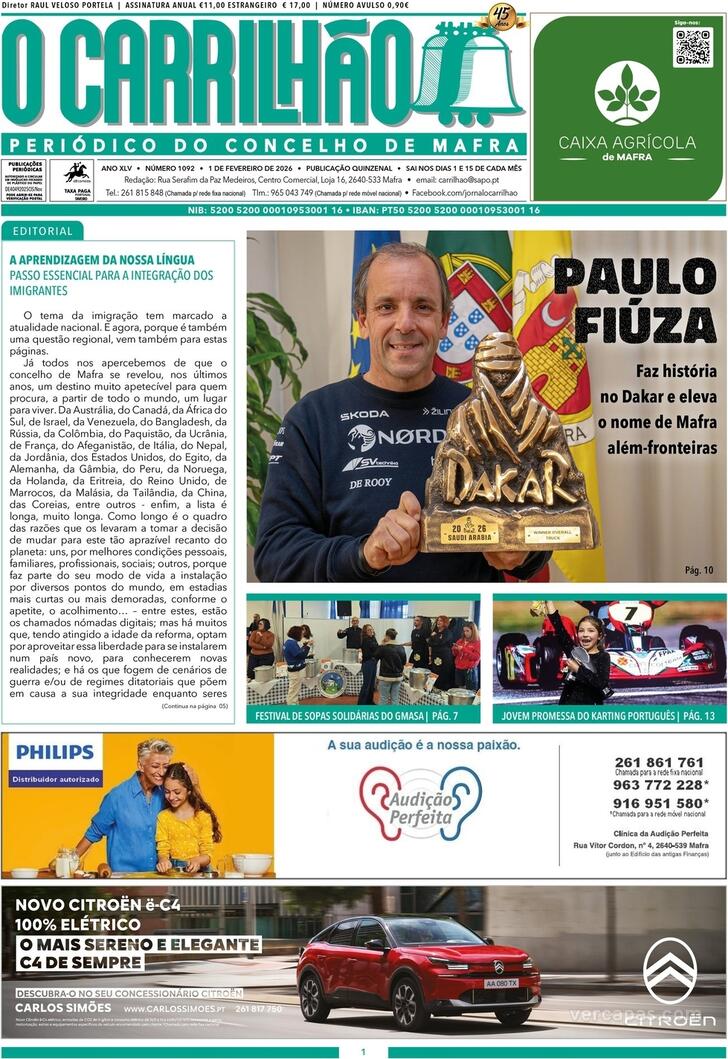 Capa Jornal O Carrilh�o - 2026-01-29