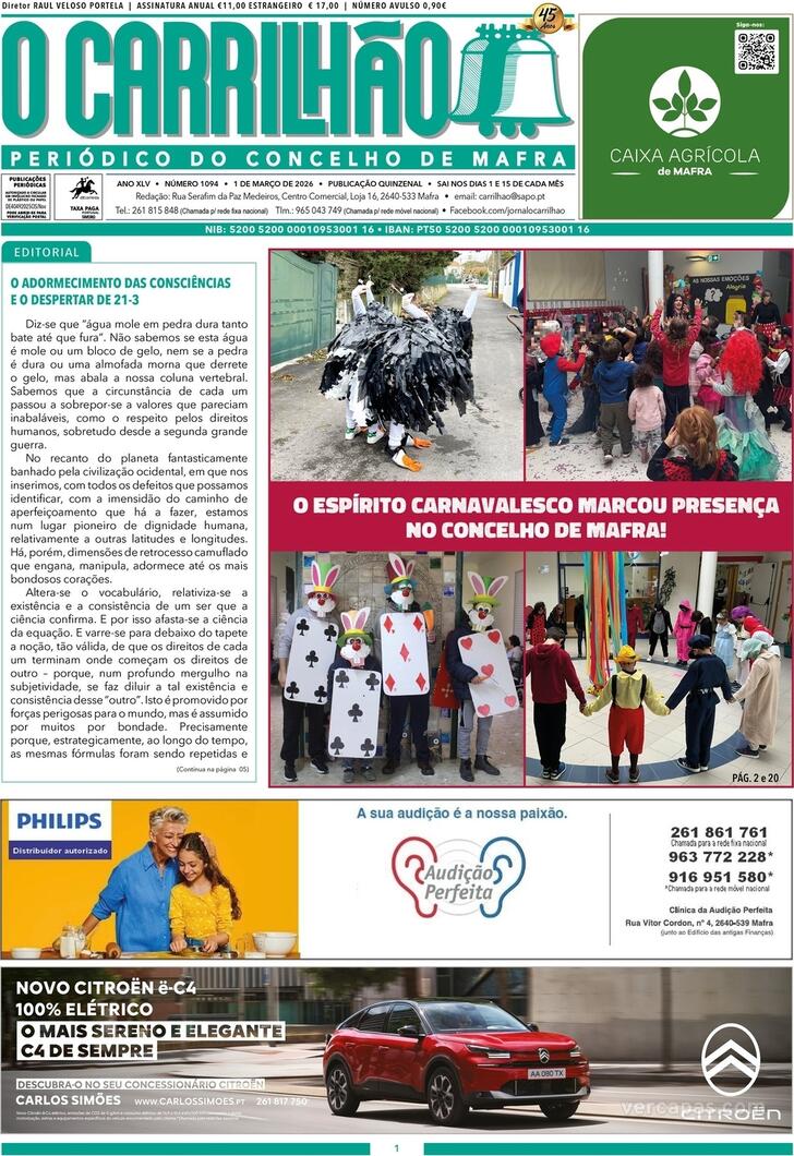 Capa Jornal O Carrilh�o - 2026-03-01