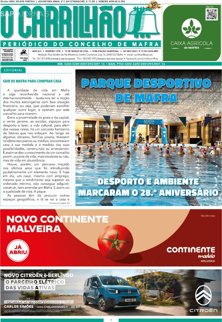 Capa Jornal O Carrilh�o - 2026-03-13
