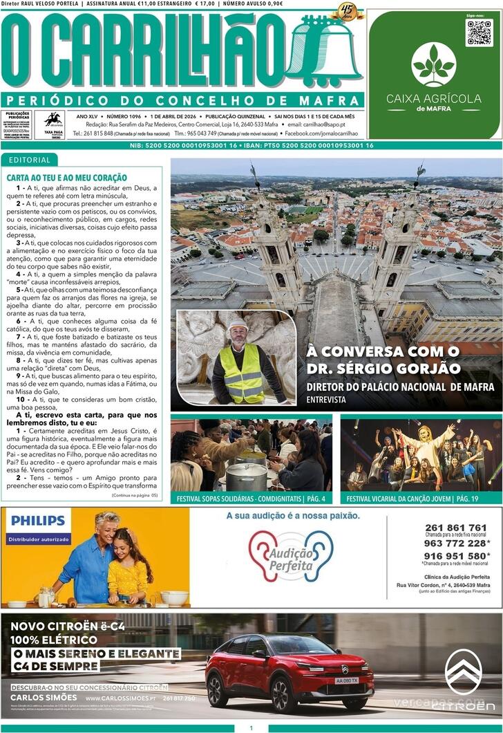 Capa Jornal O Carrilh�o - 2026-04-01