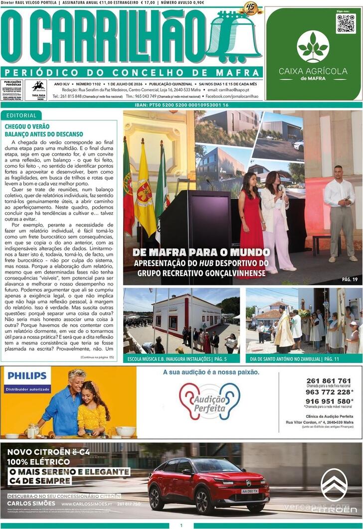 Capa Jornal O Carrilh�o - 2026-07-01