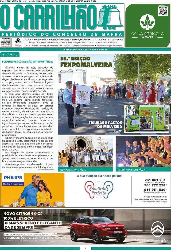 Capa Jornal O Carrilh�o - 2026-08-28