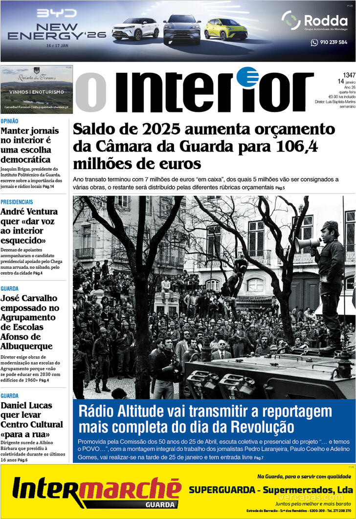 Capa Jornal o Interior - 2026-01-14