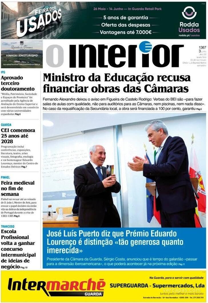 Capa Jornal o Interior - 2026-06-03
