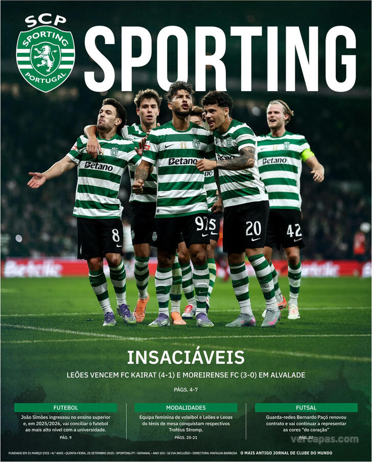 Capa Jornal Sporting - 2025-09-25
