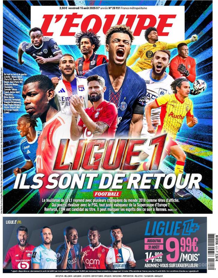 Capa L'quipe - 2025-08-15