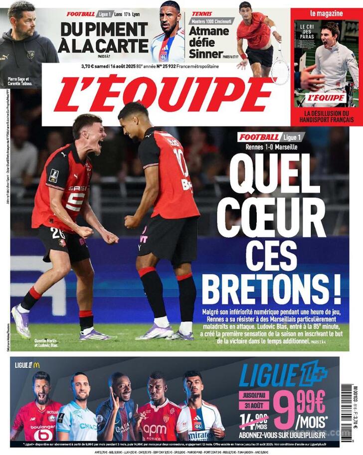 Capa L'quipe - 2025-08-16