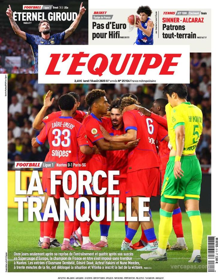 Capa L'quipe - 2025-08-18
