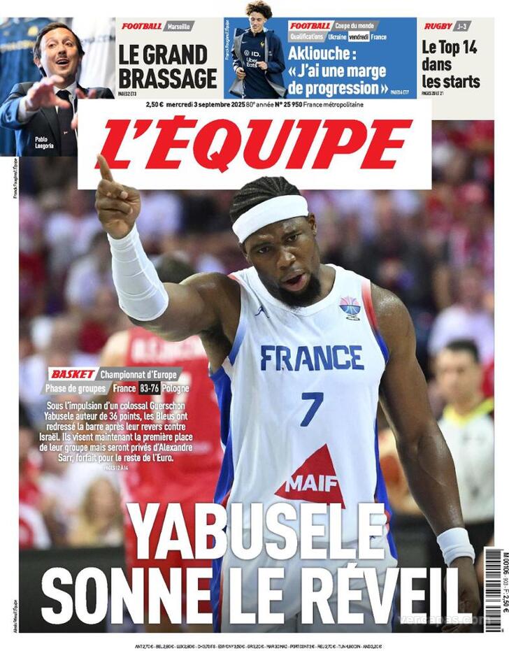 Capa L'quipe - 2025-09-03