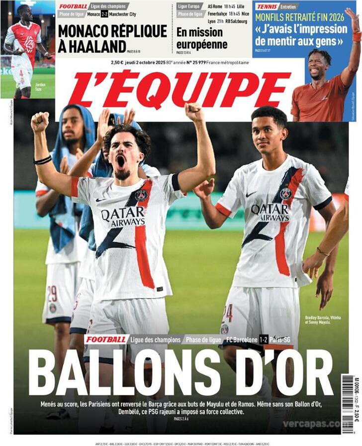 Capa L'quipe - 2025-10-02