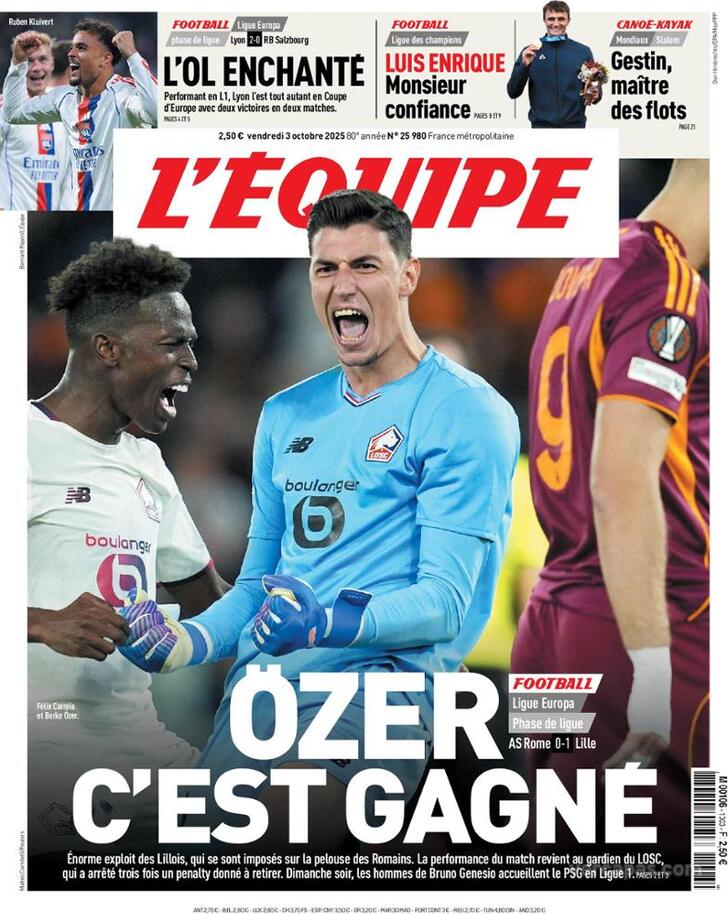 Capa L'quipe - 2025-10-03