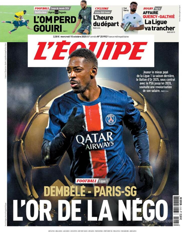 Capa L'quipe - 2025-10-15