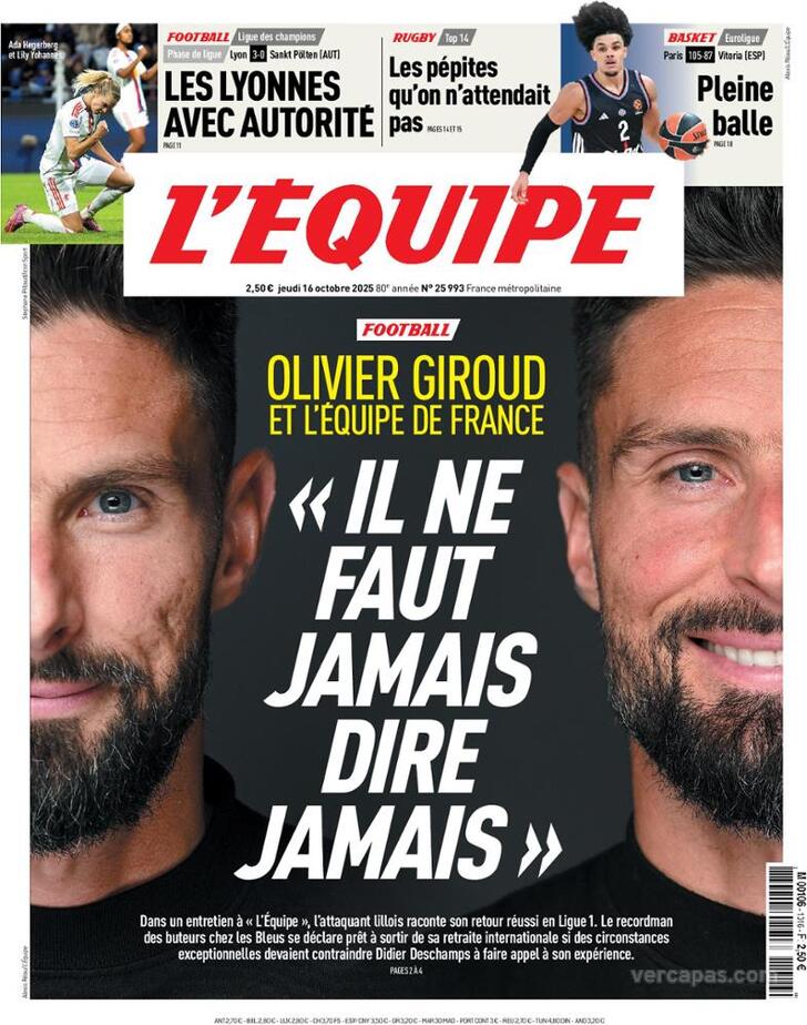 Capa L'quipe - 2025-10-16