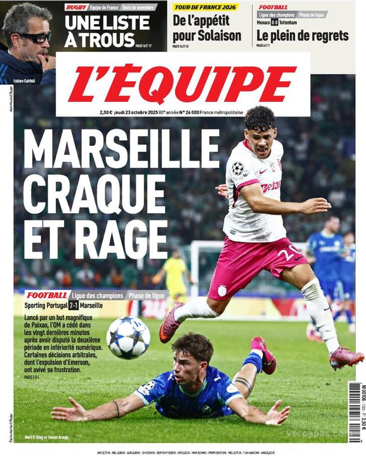 Capa L'�quipe - 2025-10-23