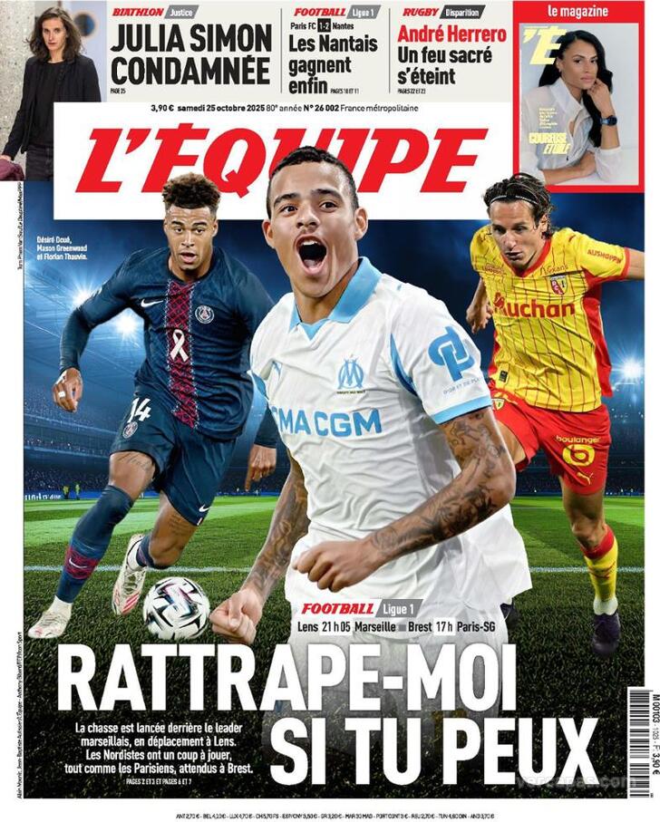Capa L'�quipe - 2025-10-25