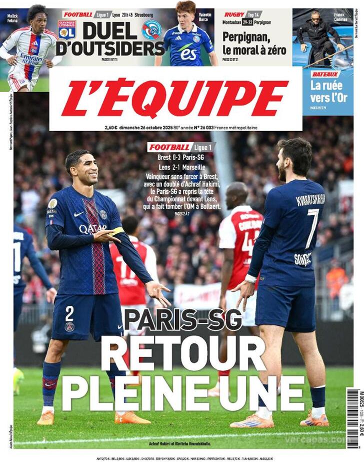 Capa L'�quipe - 2025-10-26