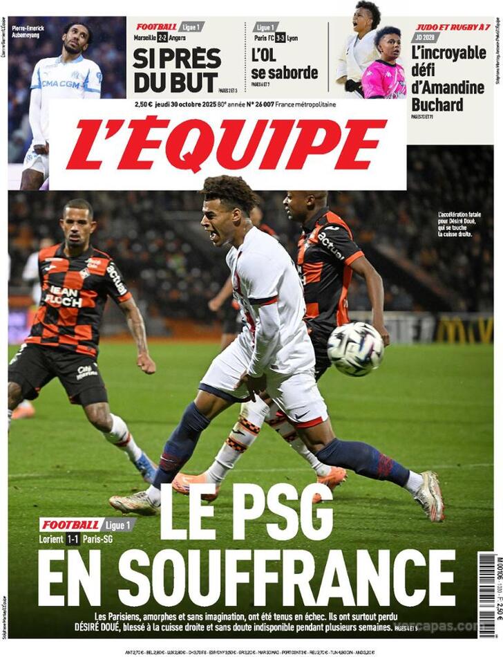 Capa L'�quipe - 2025-10-30