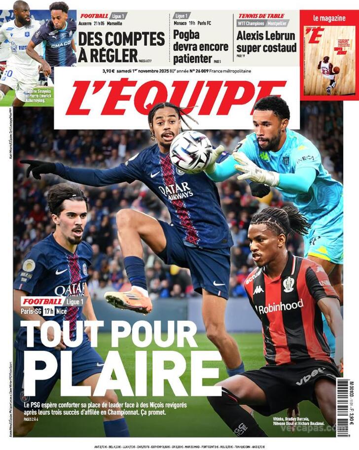Capa L'�quipe - 2025-11-01