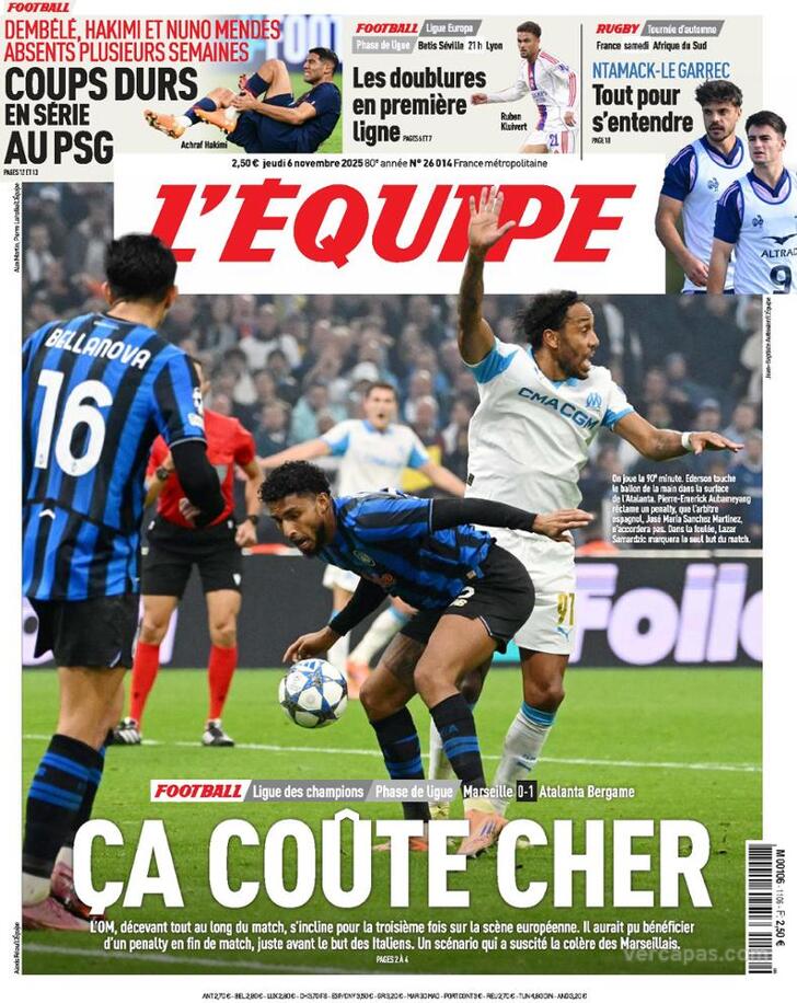 Capa L'�quipe - 2025-11-06
