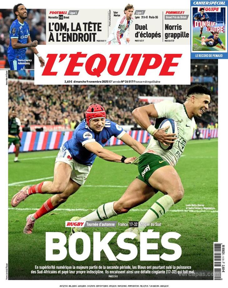 Capa L'�quipe - 2025-11-09