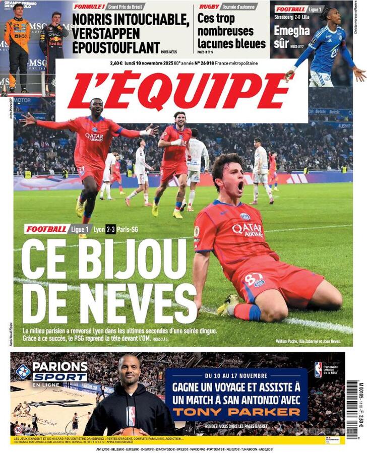 Capa L'�quipe - 2025-11-10