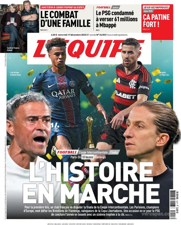 Capa L'�quipe - 2025-12-17