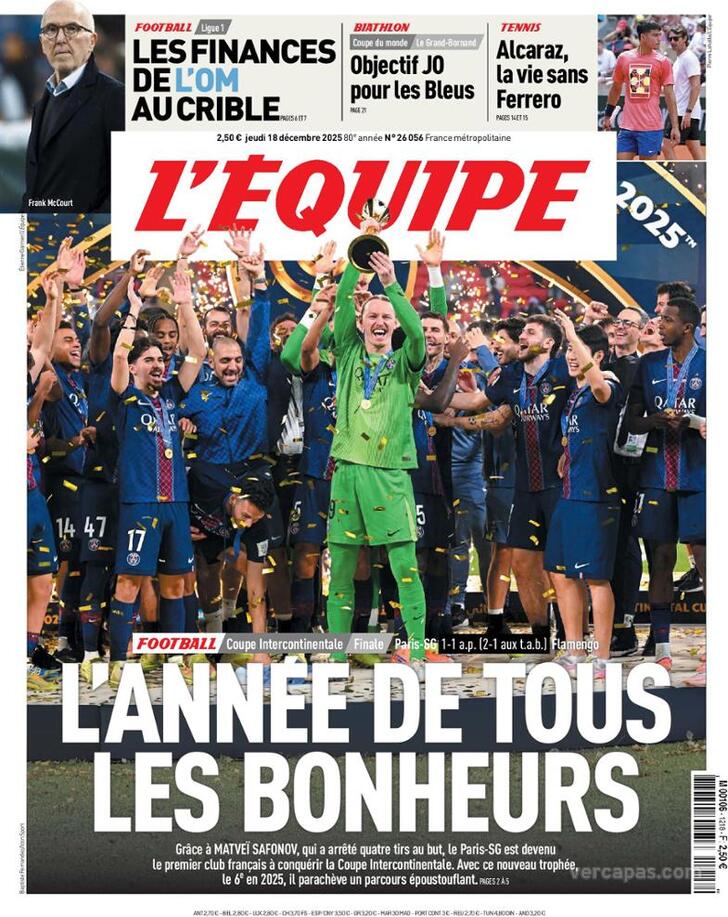 Capa L'�quipe - 2025-12-18