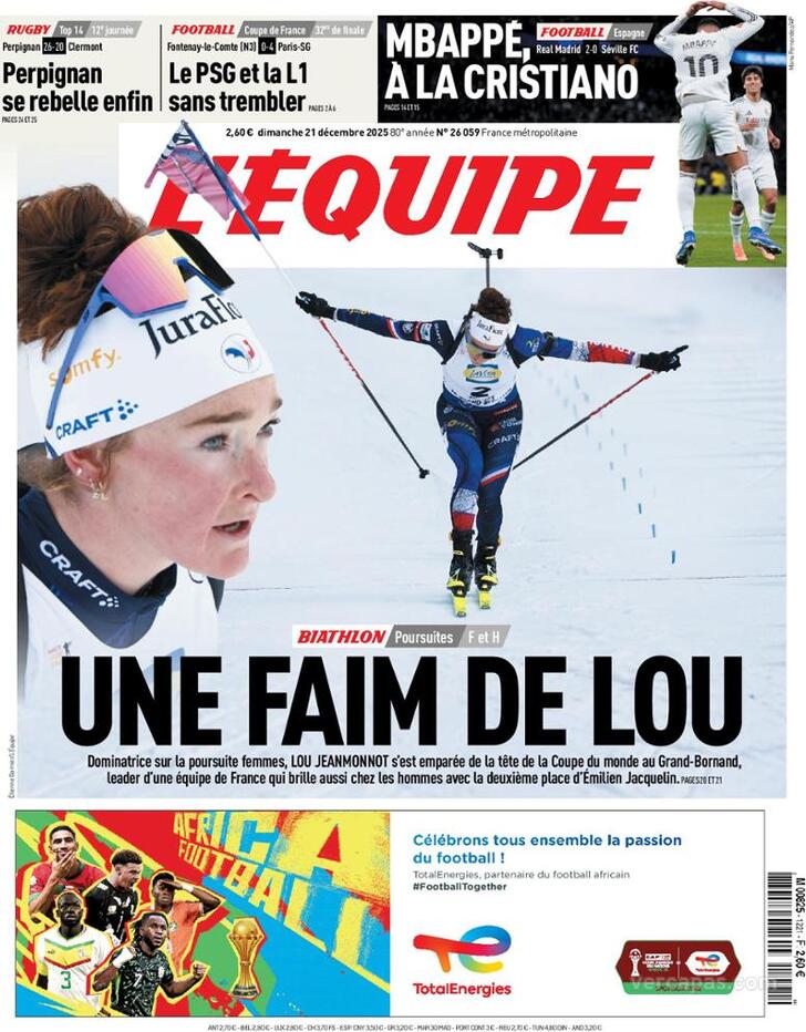Capa L'�quipe - 2025-12-21