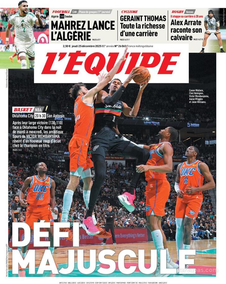 Capa L'�quipe - 2025-12-25