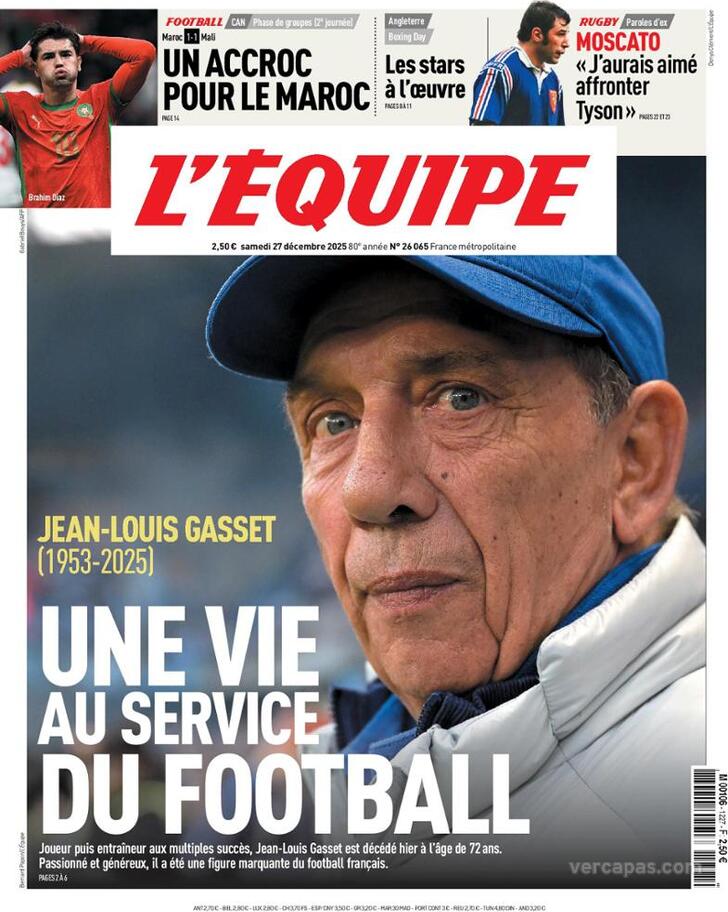 Capa L'�quipe - 2025-12-27