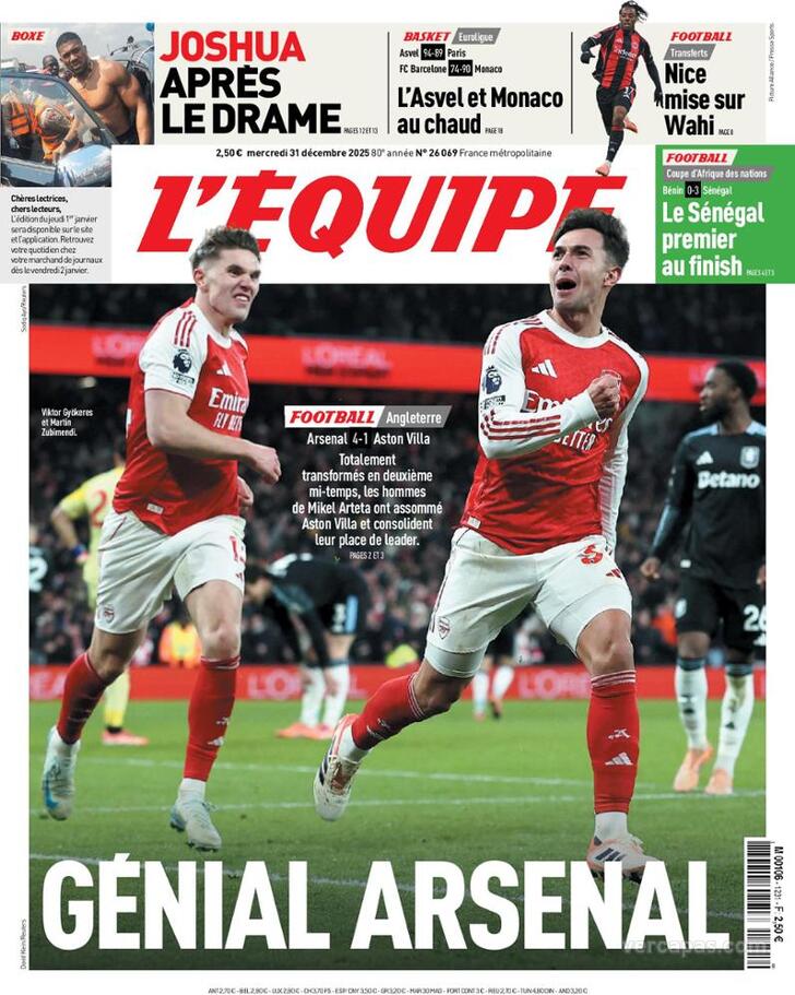 Capa L'�quipe - 2025-12-31