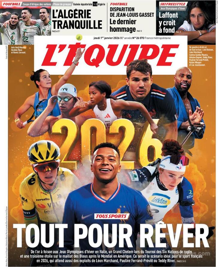 Capa L'�quipe - 2026-01-01