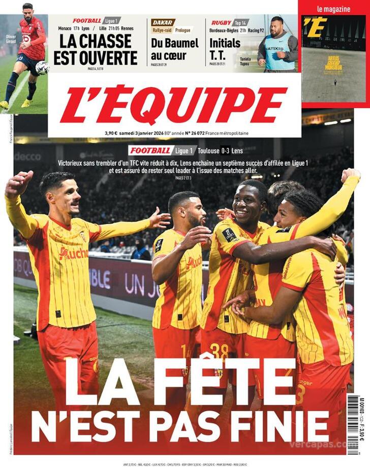 Capa L'�quipe - 2026-01-03