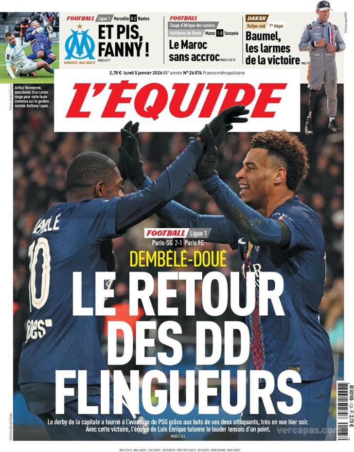 Capa L'�quipe - 2026-01-05