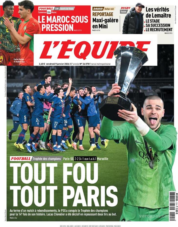 Capa L'�quipe - 2026-01-09