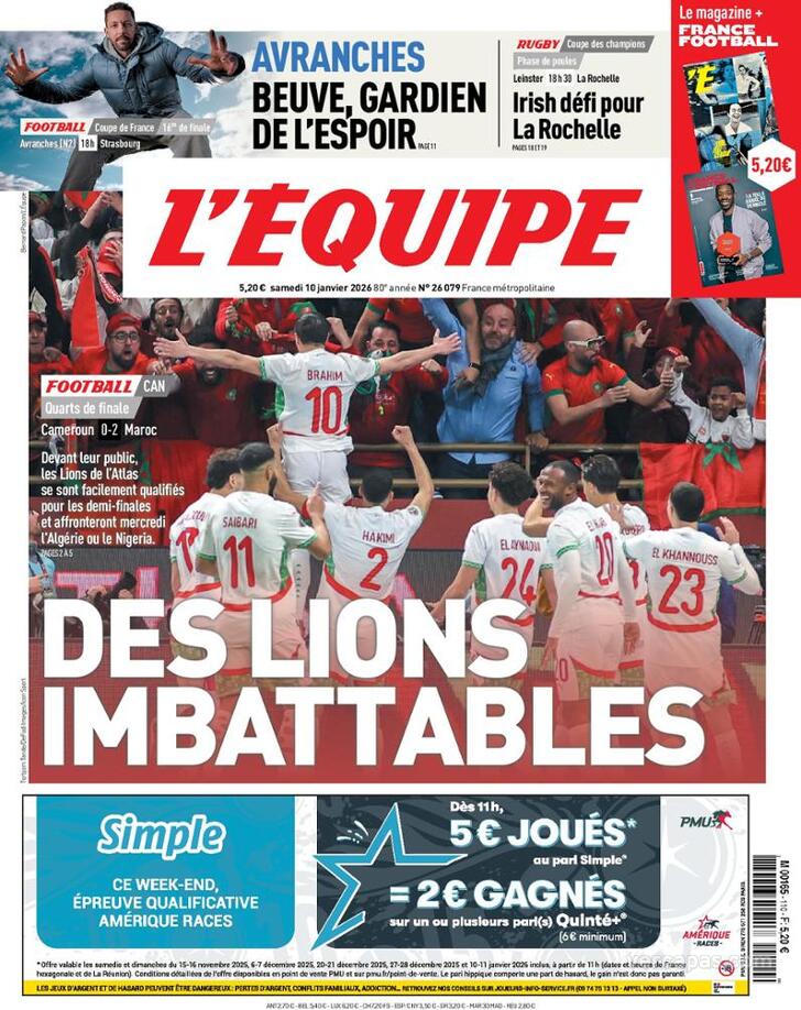 Capa L'�quipe - 2026-01-10