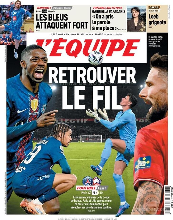 Capa L'�quipe - 2026-01-16