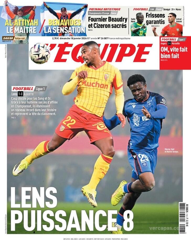 Capa L'�quipe - 2026-01-18