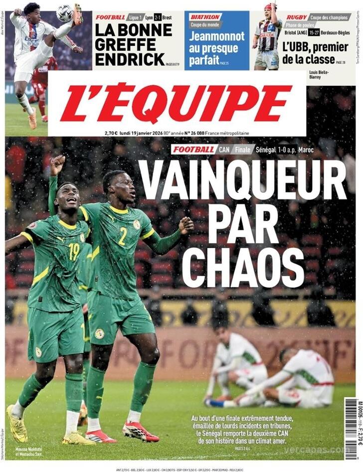 Capa L'�quipe - 2026-01-19