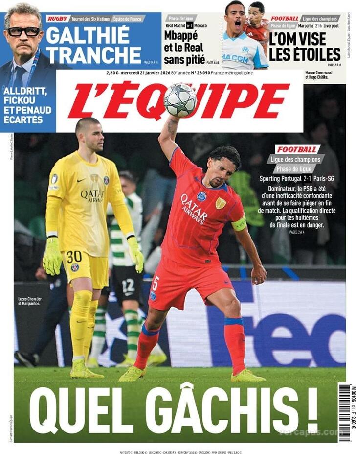 Capa L'�quipe - 2026-01-21