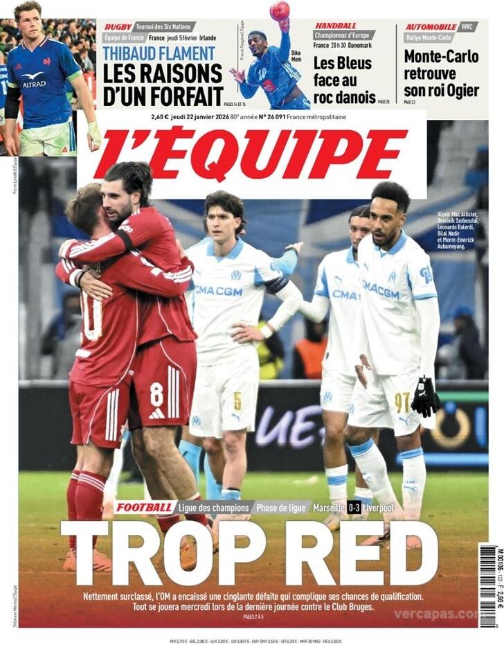 Capa L'�quipe - 2026-01-22