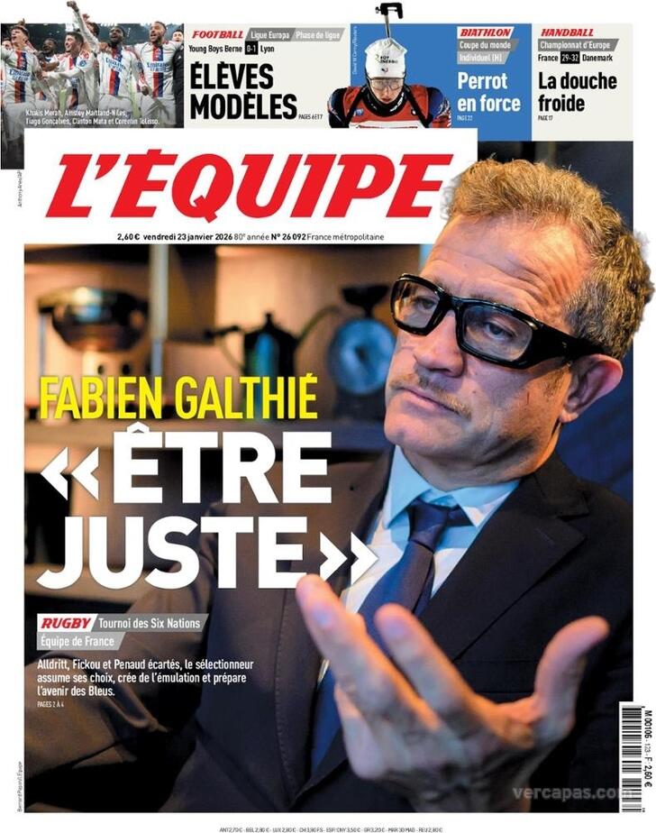Capa L'�quipe - 2026-01-23