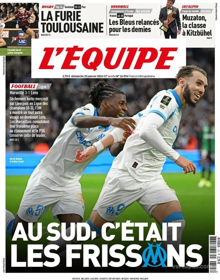 Capa L'�quipe - 2026-01-25