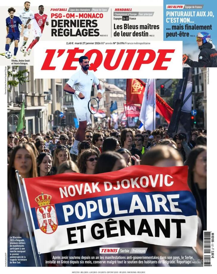 Capa L'�quipe - 2026-01-27