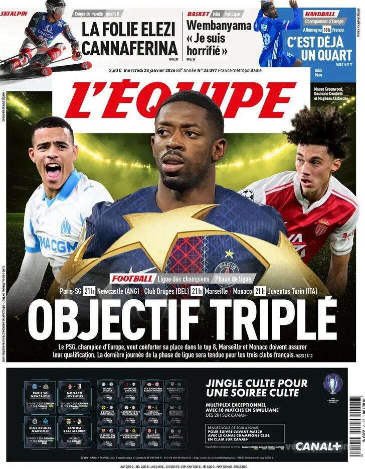 Capa L'�quipe - 2026-01-28