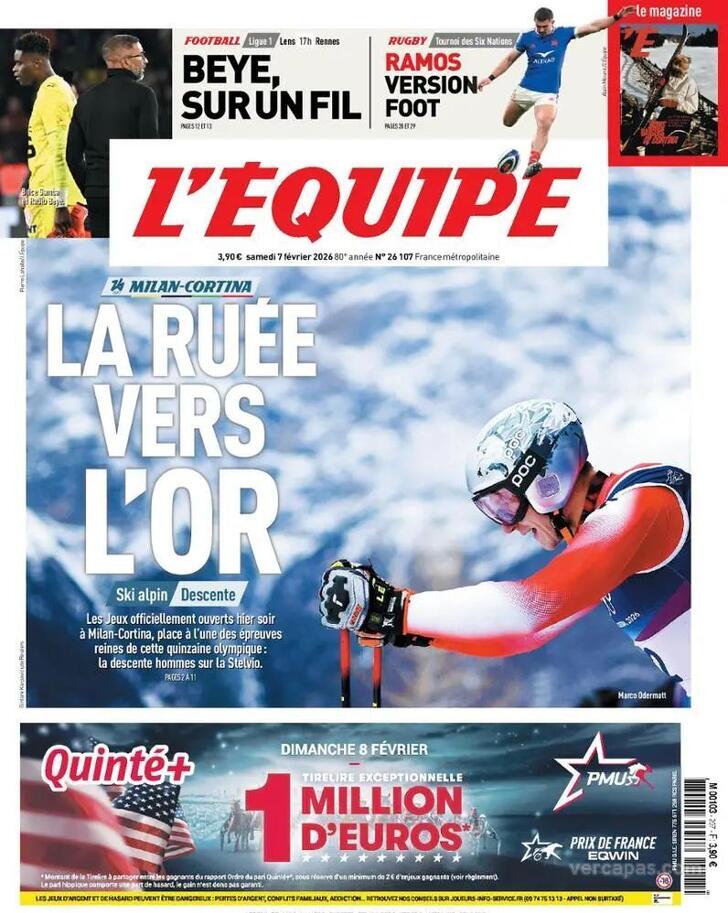 Capa L'�quipe - 2026-02-07