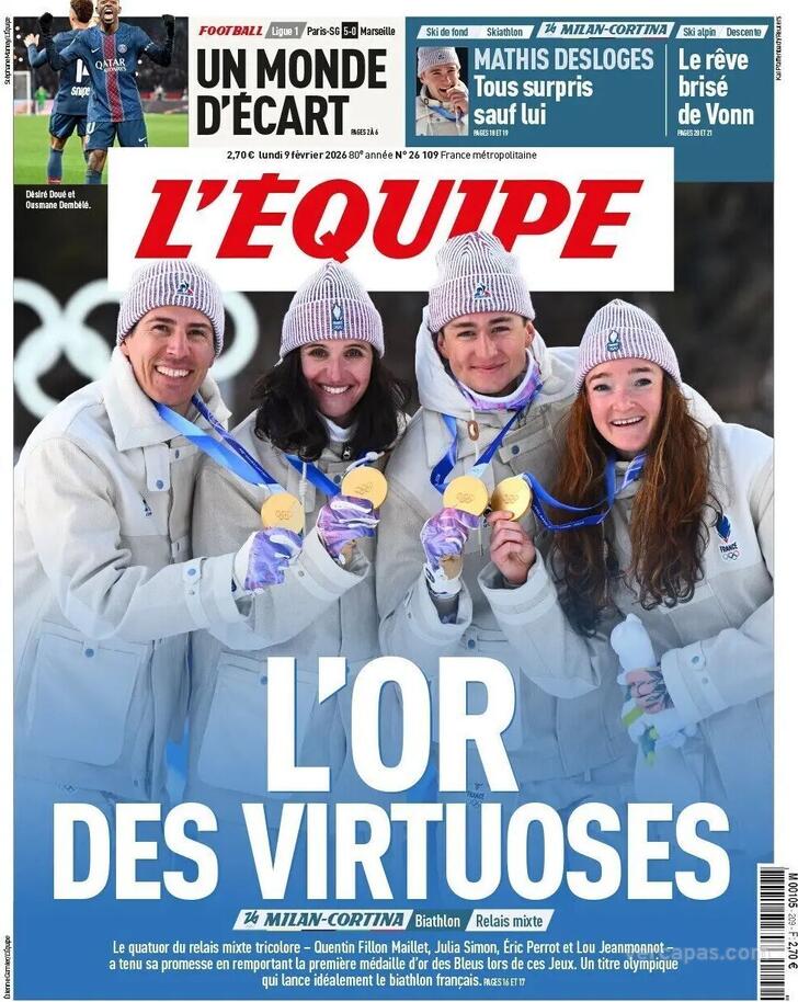 Capa L'�quipe - 2026-02-09