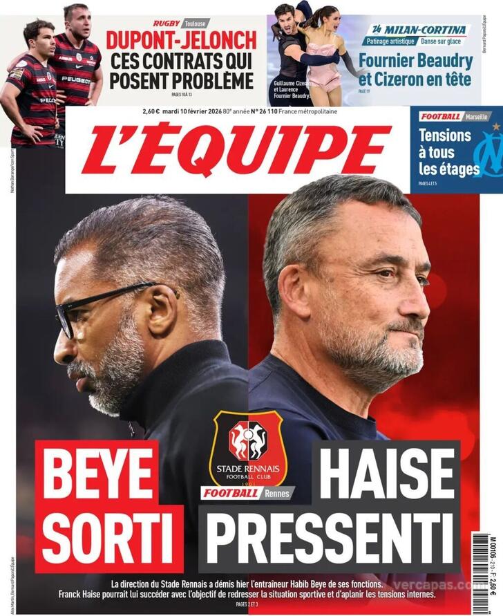 Capa L'�quipe - 2026-02-10
