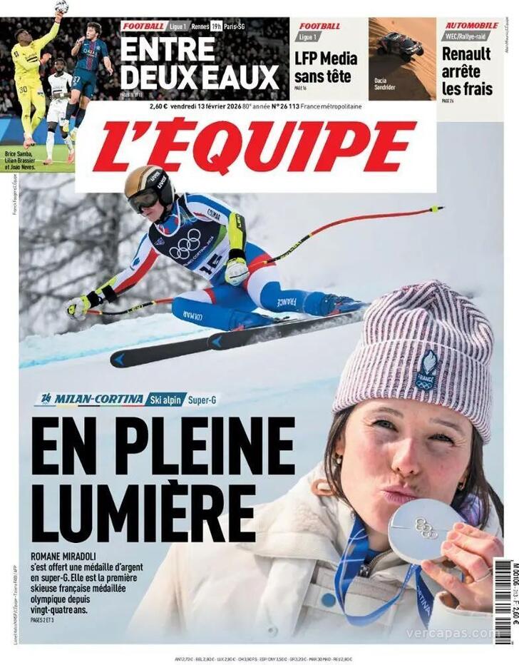 Capa L'�quipe - 2026-02-13