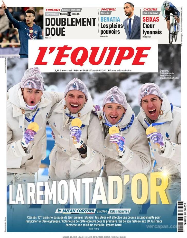 Capa L'�quipe - 2026-02-18